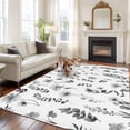 thumbnail image 2 of Large Area Rugs for Living Room Bedroom, Grey Spring Floral 8'x10' Rug Washable Carpet Runner Indoor Outdoor, Flowers Botanical Elegant Pastoral Non Slip Floor Mats Rug for Kitchen, Patio, 2 of 8