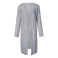 thumbnail image 4 of IROINNID Women's Open Front Coat Long Sleeve Solid Color Cardigan Outwear, Casual Knit Open Front Cardigan Coat Sweater with Pockets, 4 of 5