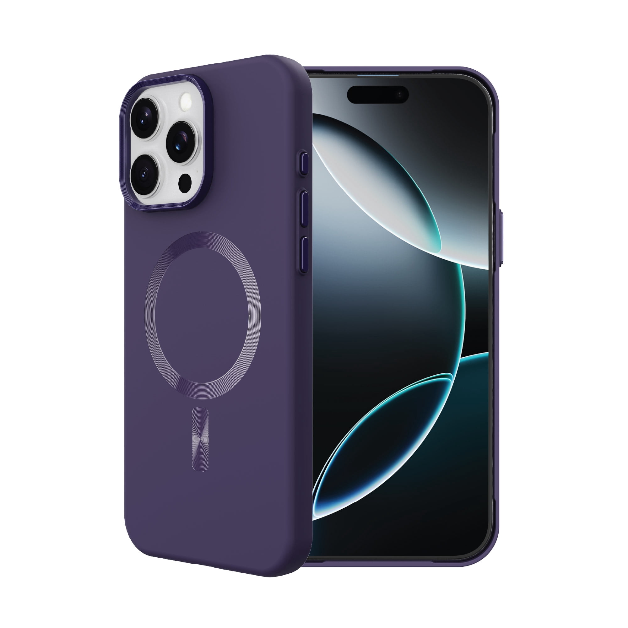 onn Soft Touch Phone Case for iPhone 16 Pro Max, MagSafe Compatible - Purple