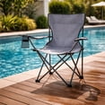 thumbnail image 4 of Silla Plegable para Camping Pesca Playa y Exteriores de Lona Impermebale con Porta Vaso Ligera - Silla para Exterior Ergonomica con Estructura de Acero y Funda Transportadora, 4 of 6