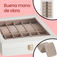 thumbnail image 3 of SONGMICS HOME Caja de Relojes para 12 Relojes, Estuche de Relojes, 20.2 x 30.2 x 7.8 cm, Blanco y Beige, 3 of 6