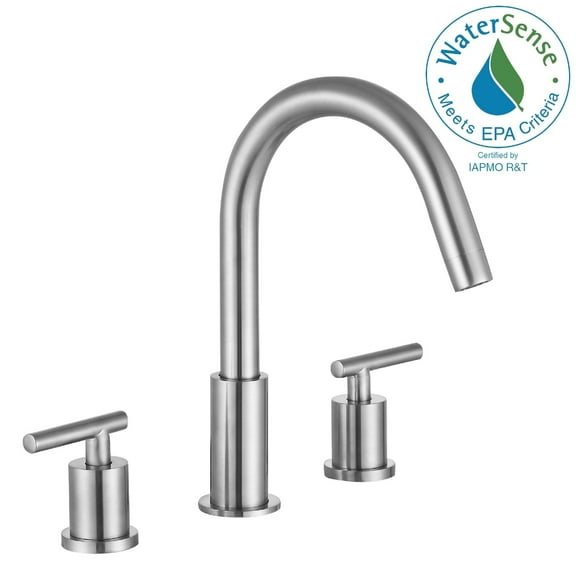 Anzzi L-AZ190BN 10.43 x 12.32 x 7.87 in. Roman Widespread 2-Handle Bathroom Faucet, Brushed Nickel