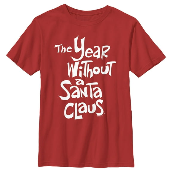Boy's The Year Without a Santa Claus White Logo Stack  Graphic Tee Red X Large