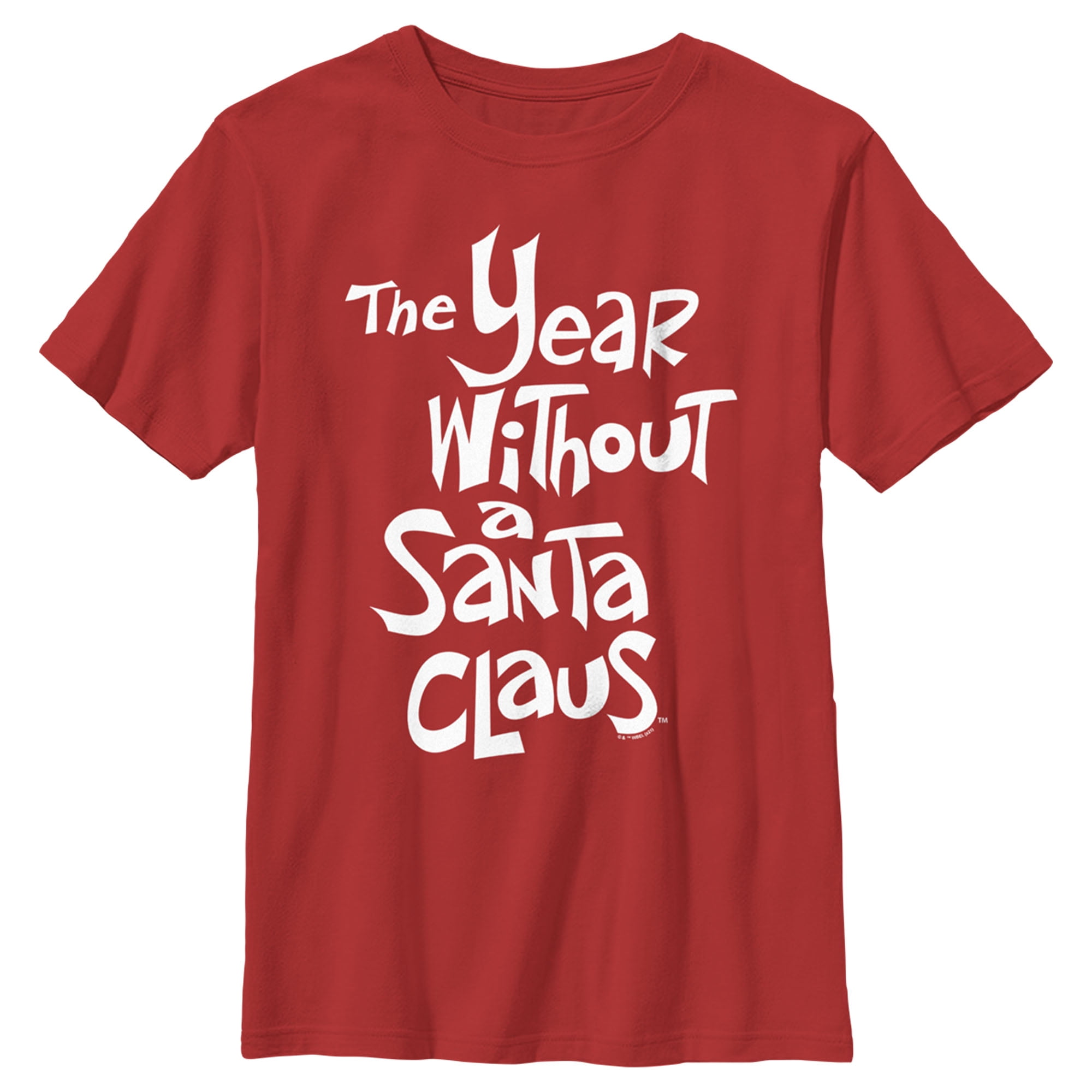 Boy s The Year Without a Santa Claus White Logo Stack Graphic Tee Red X Large