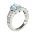 thumbnail image 5 of AoneJewelry 2 Cttw Emerald Cut Natural Aquamarine and Diamond Ring In 10K Solid White Gold (I-J, I1-I2) Gemstone Emerald Cut Natural Diamond Aquamarine, 5 of 5