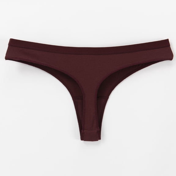 Cotton Thong Underwear for Women Low Cut Thongs for Women Stretchy Seamless Casual Daily Underwear Briefs Wine M