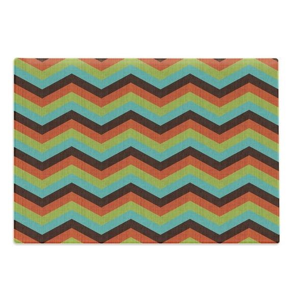 Chevron Cutting Board, Vintage Zigzag Pattern Royal Jagged Regular Limitless Simple Traces Art Work, Decorative Tempered Glass Cutting and Serving Board, Large Size, Multicolor, by Ambesonne