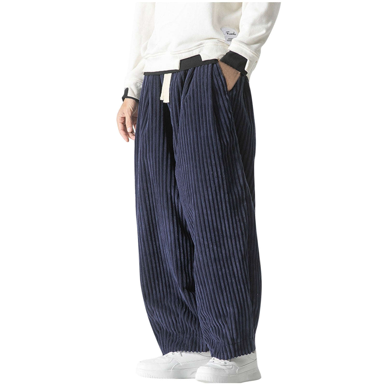 Htigea Clearance 2024 Corduroy Cargo Pants for Men 2024 Comfort Workout Joggers Elastic Drawstring Sweatpants Solid Color Long Pants for Gym Running M-5XL