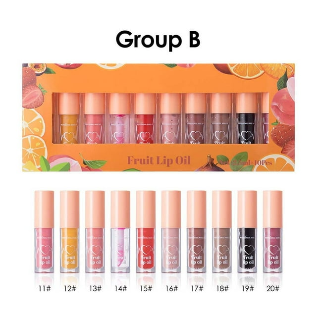Barra de labios Fruity Mirror Lip Glaze Hidratante Set de 10 Colores Brillo de Labios Acuoso 10x2.5ml cada una