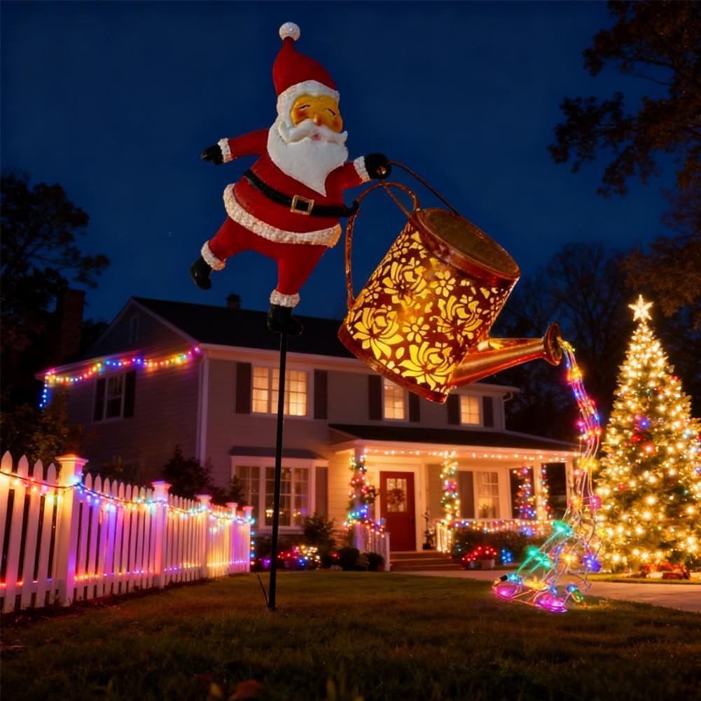 2025 Christmas Santa Solar Kettle Lights Garden Lawn Decorative