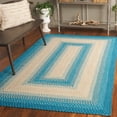 thumbnail image 3 of SAFAVIEH Braided Neville Bordered Machine Washable Reversible Area Rug, Blue/Beige, 5' x 5' Square, 3 of 15