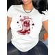 thumbnail image 2 of Women's Casual Pink Boot Graphic Tee - Trendy Round Neck Short Sleeve, Comfortable Summer Top, Stretch Polyester Fabric, Casual Summer Top|Graphic Print Tee|Comfortable Fit, 2 of 8