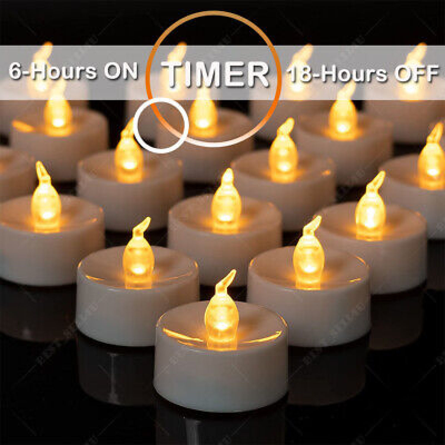 12Pcs Flameless Flickering Led Tea Lights Timer Votive Candles Battery