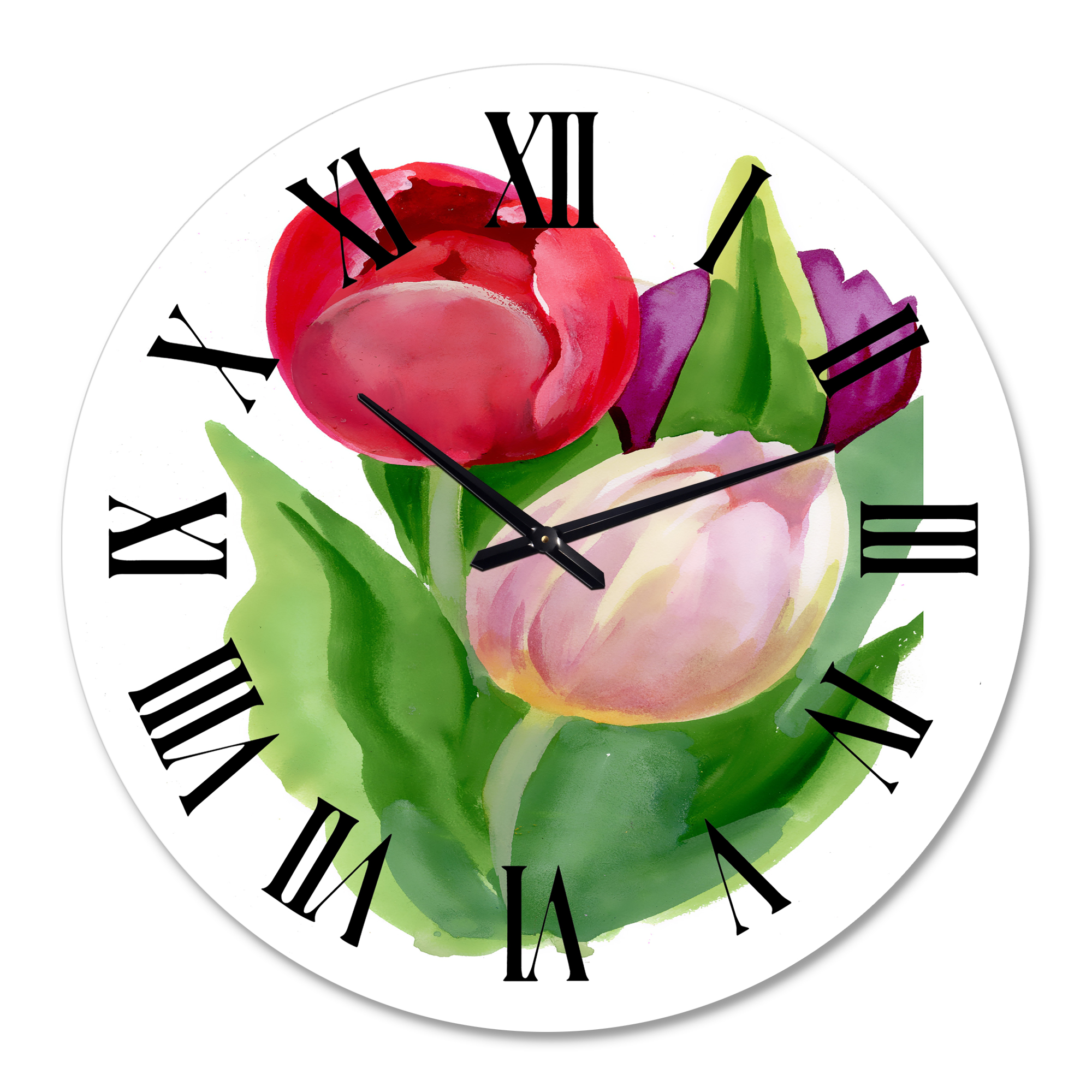 Designart 'Beautiful Tulip Flowers' Traditional Wall Clock