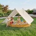 thumbnail image 2 of Qaba Wooden Sandbox with Large Canopy, Outdoor Sand Box with Bottom Liner, 2 of 10