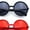 [2-Pack] Black & Red, variant on Womens Wizard Round Circle Lens Plastic Mod Fashion Sunglasses White Green