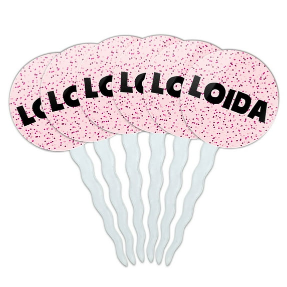 Loida Cupcake Picks Toppers - Set of 6 - Pink Speckles