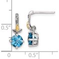 thumbnail image 4 of 14K/Silver Two-Tone Sterling Silver With 14K Leaf 1.75Bt Light Swiss Bl. Topaz Post Earrings (16.9 X 7.3) Made In Thailand qtc1758, 4 of 5