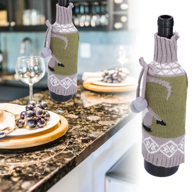 Bolsa de Cubierta de Botella de Vino de Punto Decoración del Hogar con Mangas Tejidas a Mano para el Hogar Bar Villa Oficina Decoración de Fiesta de Navidad ANGGREK Otros