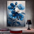 thumbnail image 3 of Mudket Blue and White Canvas Wall Art, flower poster, Framed Ready to Hang, Modern Floral Wall Decor for Living Room Bedroom Office, Minimalist Botanical Print - 12"L x 8"W, 3 of 10