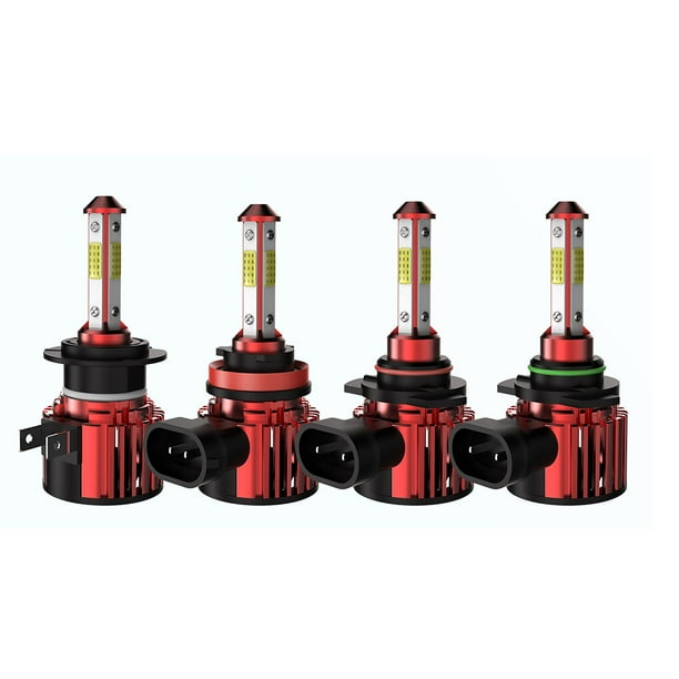 Riwesomey 2 uds bombilla de faro delantero de coche lámpara LED COB 4 lados bombilla de faro impermeable 600W 16000LM 6000K H7 9005 9006 Bombillas para automóviles No.04