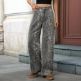thumbnail image 3 of Women Y2k Baggy Wide Leg Mid Rise Leopard Boyfriend Denim Pants Patchwork Cowgirl Trouser Pocket Leopard Print S, 3 of 7