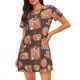 thumbnail image 1 of Fotbe Beautiful Fox Bata de Dormir para Mujer con Estampado, Camisón de Algodón de Manga Corta, Ropa de Dormir Casual, 1 of 6