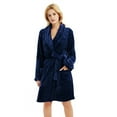 thumbnail image 2 of U2SKIIN Women Fleece Robe, Short Cozy Plush Robes for Womens Soft Shawl Collar Warm Spa Bathrobe（Navy, Large-X-Large）, 2 of 7