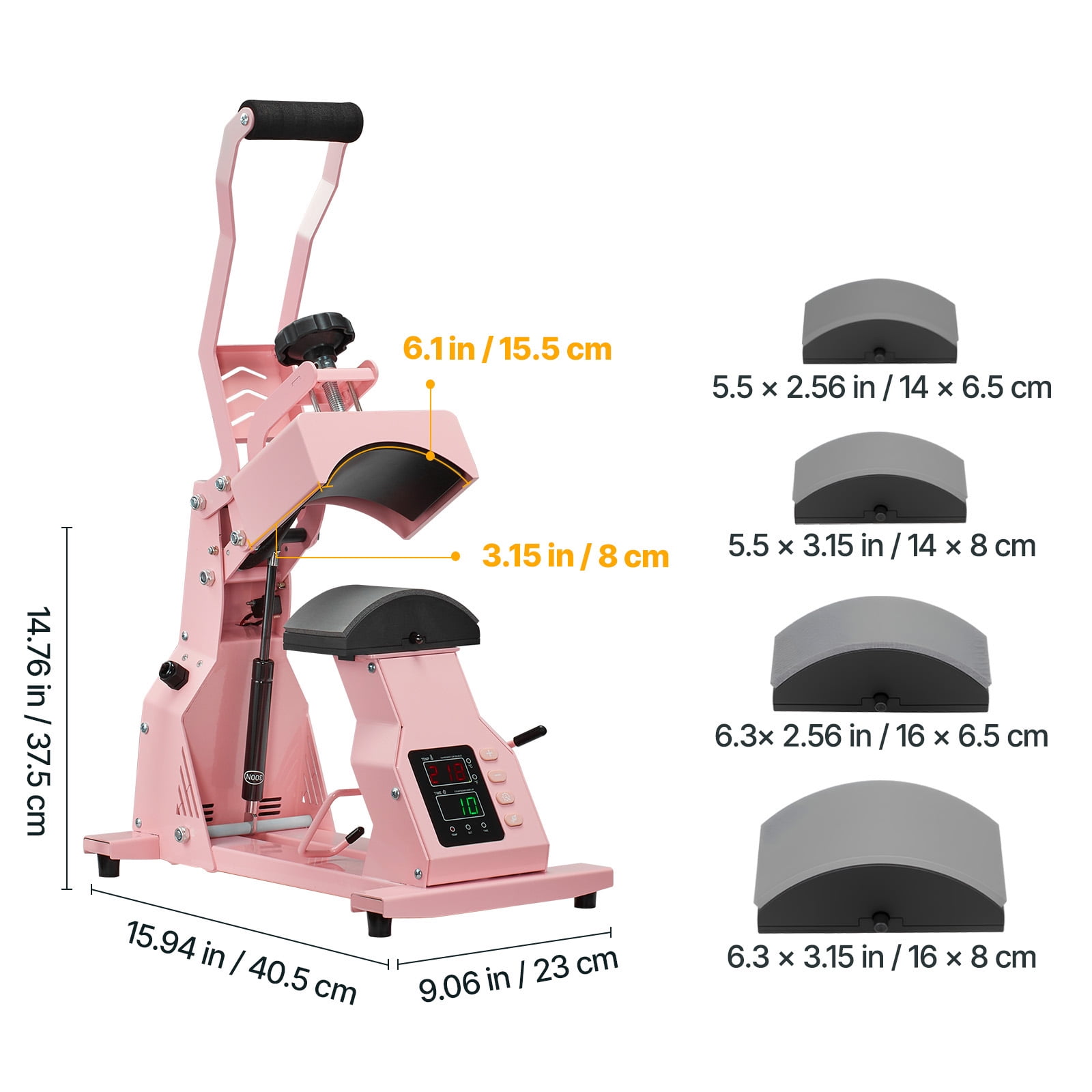 KFFKFF Hat Heat Press Machine with 4 Interchangeable Platens, Accurate Temperature and Time Settings, Ideal for HTV and Sublimation on Caps, Headbands, Cuffs, and Masks, Pink