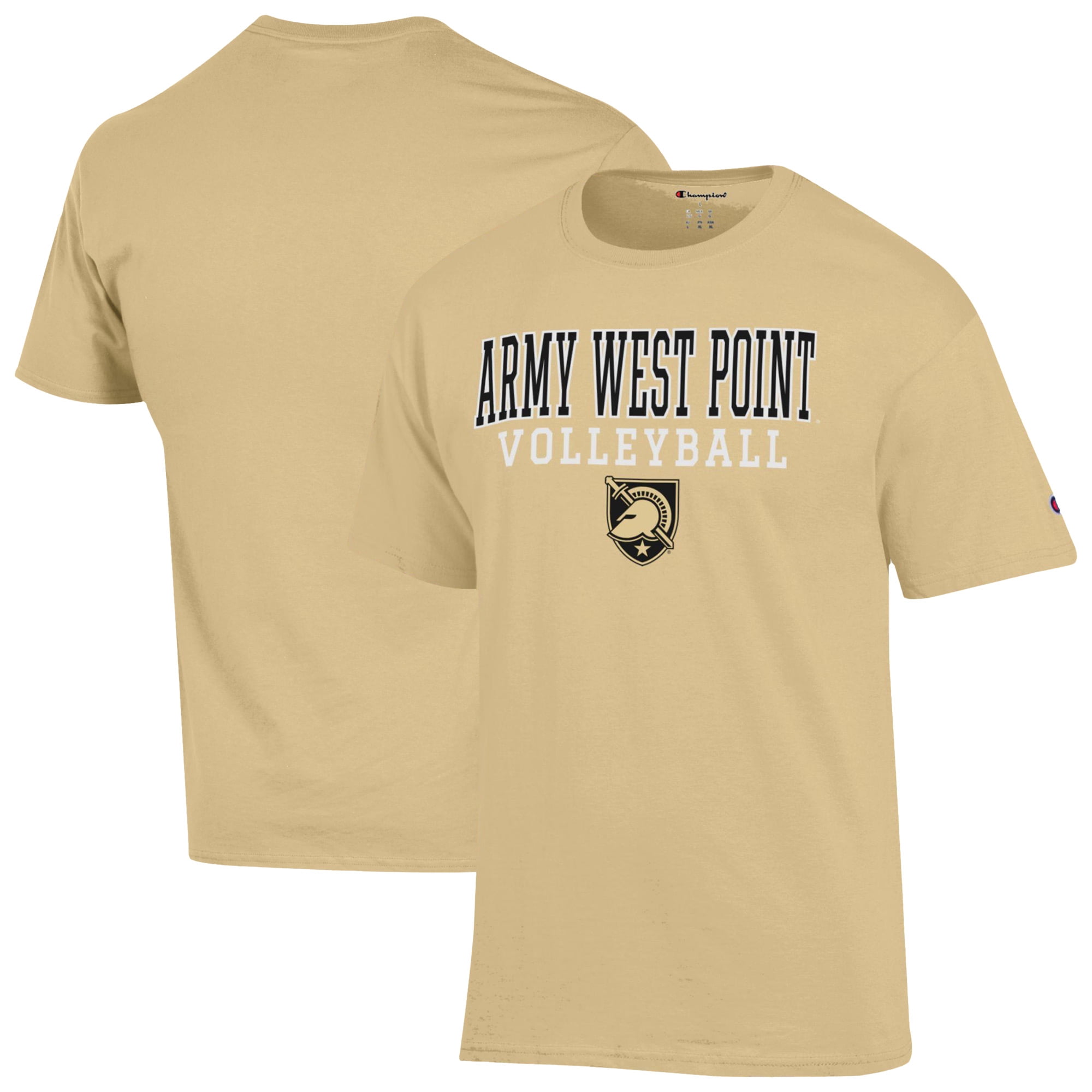 Men s Champion Gold Army Black Knights Stacked Volleyball T-Shirt