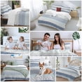 thumbnail image 5 of 3 Piece Blue Striped Duvet Cover Set Queen Size,Microfiber Comforter/Quilt Cover with Corner Ties and 2 Pillowcases,Boho Modern Geometric Abstract Art Ethnic All Season Bedding with Zipper Closure, 5 of 8