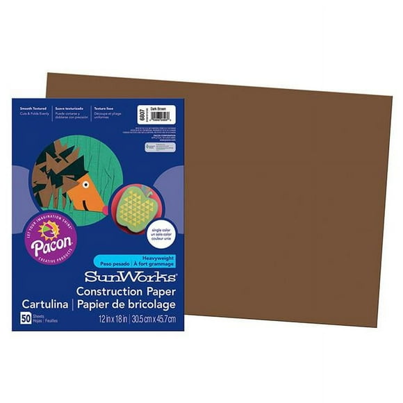 PACON CORPORATION Sunworks Construction Paper, 12 x 18 in, Dark Brown - Pack of 5