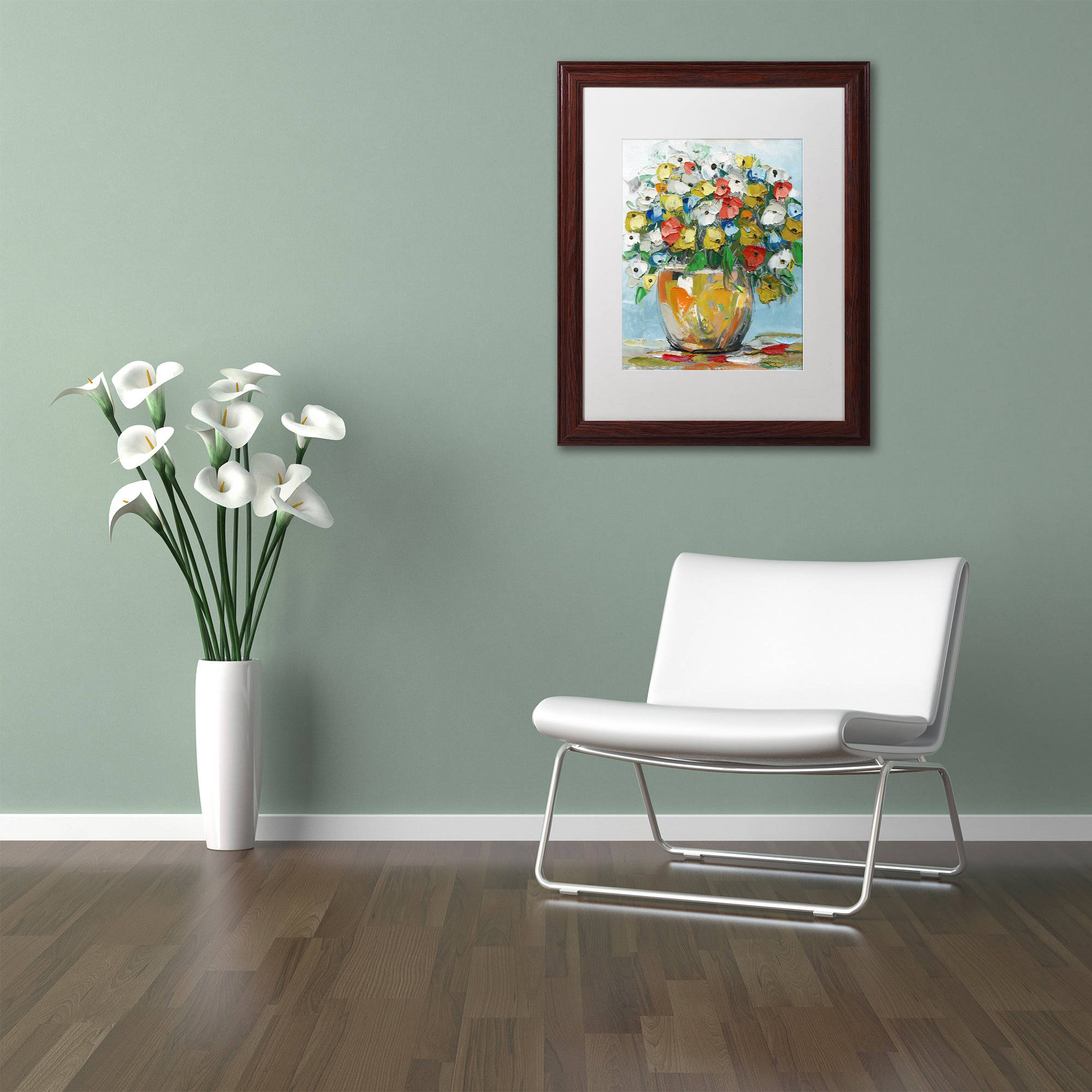 Trademark Fine Art Floral & Botanical Matted Framed Art ' Spring Flowers in a Vase 3 ' by Masters Fine Art