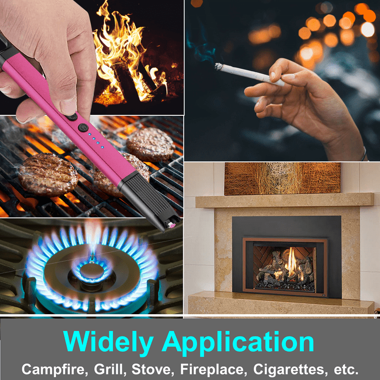 Electric Candle Lighter Long Pen Shape Windproof Pulse Arc Lighers USB  Rechargeable for Candle Kitchen Fireplace Camping BBQ (Black)