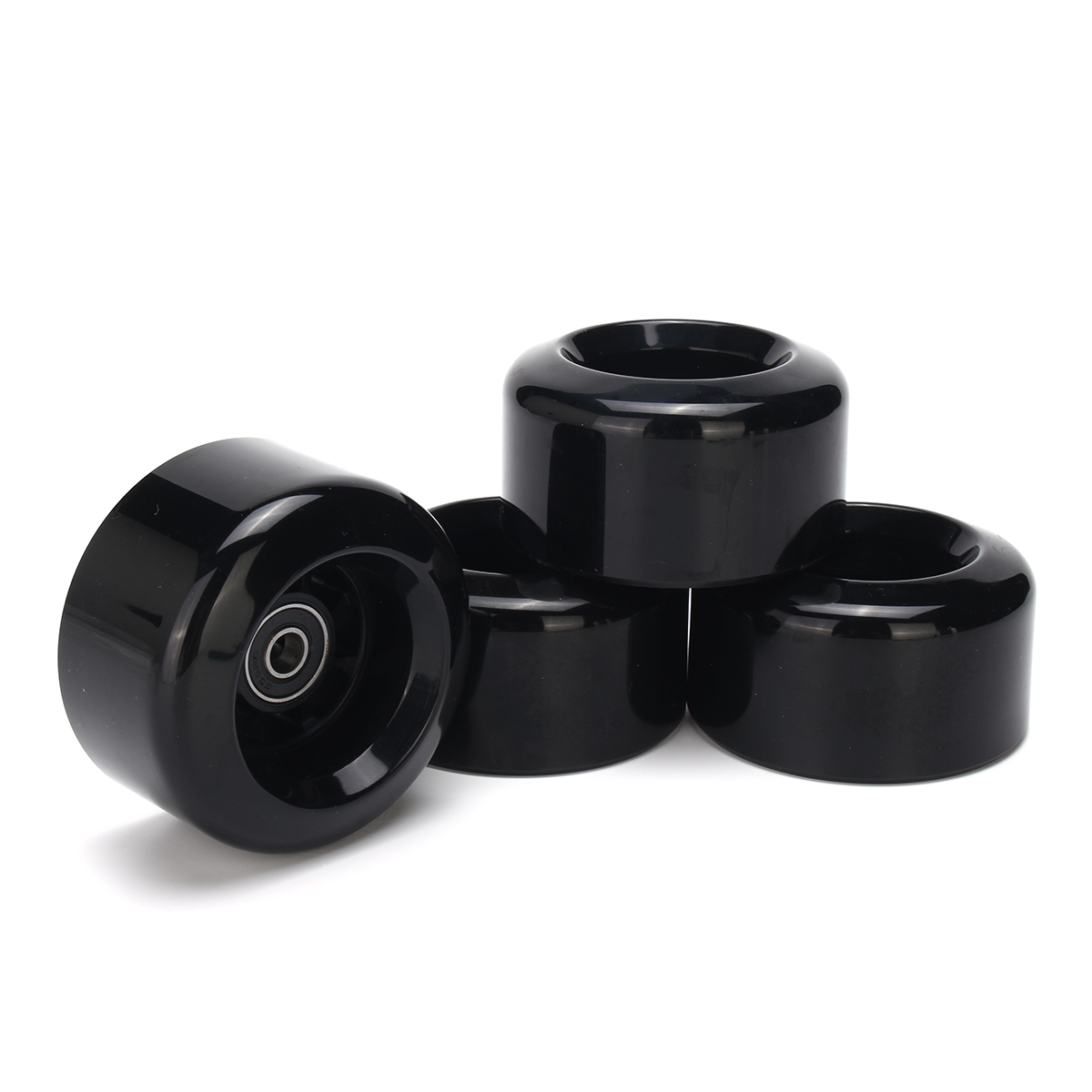 Set of 4 Black 8044 80A 80mm PU Wheels for Longboard Skateboard