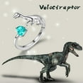 thumbnail image 2 of Sterling Silver Dinosaur Ring Open Cute Animal Velociraptor Blue Crystal Jewelry Women Juwaliy, 2 of 7