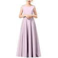 thumbnail image 1 of EGNMCR Robe Sans Manches à Col Rond pour Enfants Couleur Unie Cultiver Sa Morale Bas Personnage Décontracté Performance Fête Robe Combinaison Longue Jupe pour Enfants Fille Polyester Robe, 1 of 4