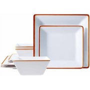 12-Piece Dinnerware Set, Melamine Dishes Set with Bowls and Plates, Non-breakable and Lightweight Square Dinner Set for 4, Grey