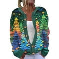 thumbnail image 3 of DDAPJ pyju Christmas Cardigan for Women 2025 Knitted Winter Cardigan Ugly Christmas Sweater Long Sleeve Open Front Cardigan Sweaters Sales Today Clearance Multicolor XL, 3 of 4