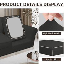 7 Pieces Stretch Couch Cover Washable Sofa Cover Set for 3 Backrest and Seat Cushion Couch Anti-Slip Sofa Slipcover Furniture Protector with Elastic Bottom (Large, Dark Grey)