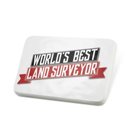 Porcelein Pin Worlds Best Land Surveyor Lapel Badge – (Best Land In The World)