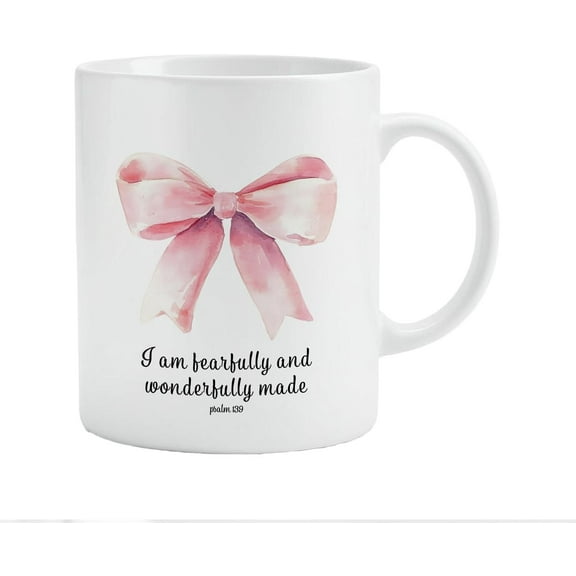 Christian Bible Verse Gifts - Coquette Pink Bows Ceramic Mug Coffee Cup 11oz,Coquette Pink Bows Gifts Mug,Pink Bows Gifts for Women,Christian Gifts For Women,Bible Verse Gifts