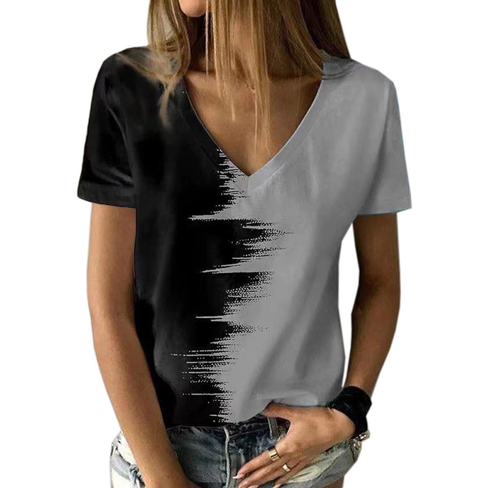 Fashion Womens Summer V-Neck Short Sleeve Print Casual T Fashion Womens Summer V-Neck Short Sleeve Print Casual T