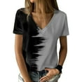 thumbnail image 2 of Odeerbi Womens Tops Dressy 2025 Casual Blouse Trendy V-Neck Short Sleeve Print T-shirt Gray, 2 of 8