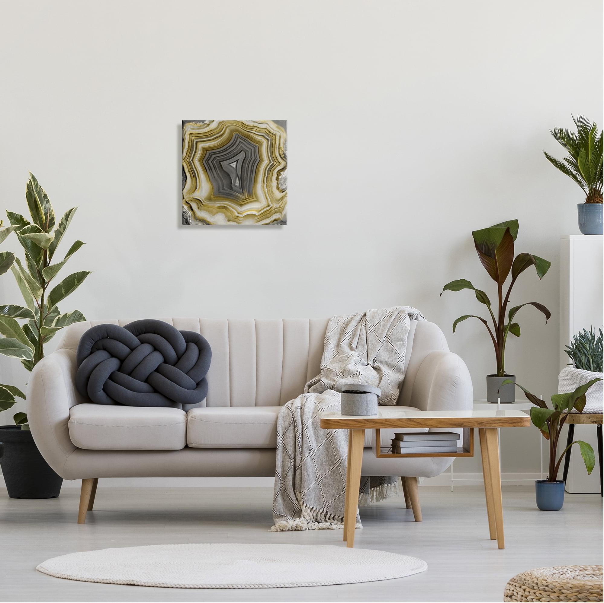 Stupell Neutral Tones Geometric Agate Shape Abstract Painting Gallery Wrapped Canvas Print Wall Art