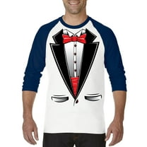 MmF - Mens Raglan Sleeve Baseball T-Shirts, up to Size 3XL - Tuxedo Prom Costume