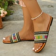 thumbnail image 6 of Hoshose Women's Boho Style Embroidered Flat Sandals Slide Sandals Fashion Flat Beach Slippers, 6 of 8
