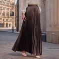 thumbnail image 2 of Elastic Waist Skirts for Women Solid Color Flared Ankle Length Casual Skirt Polyester Summer, 2 of 9