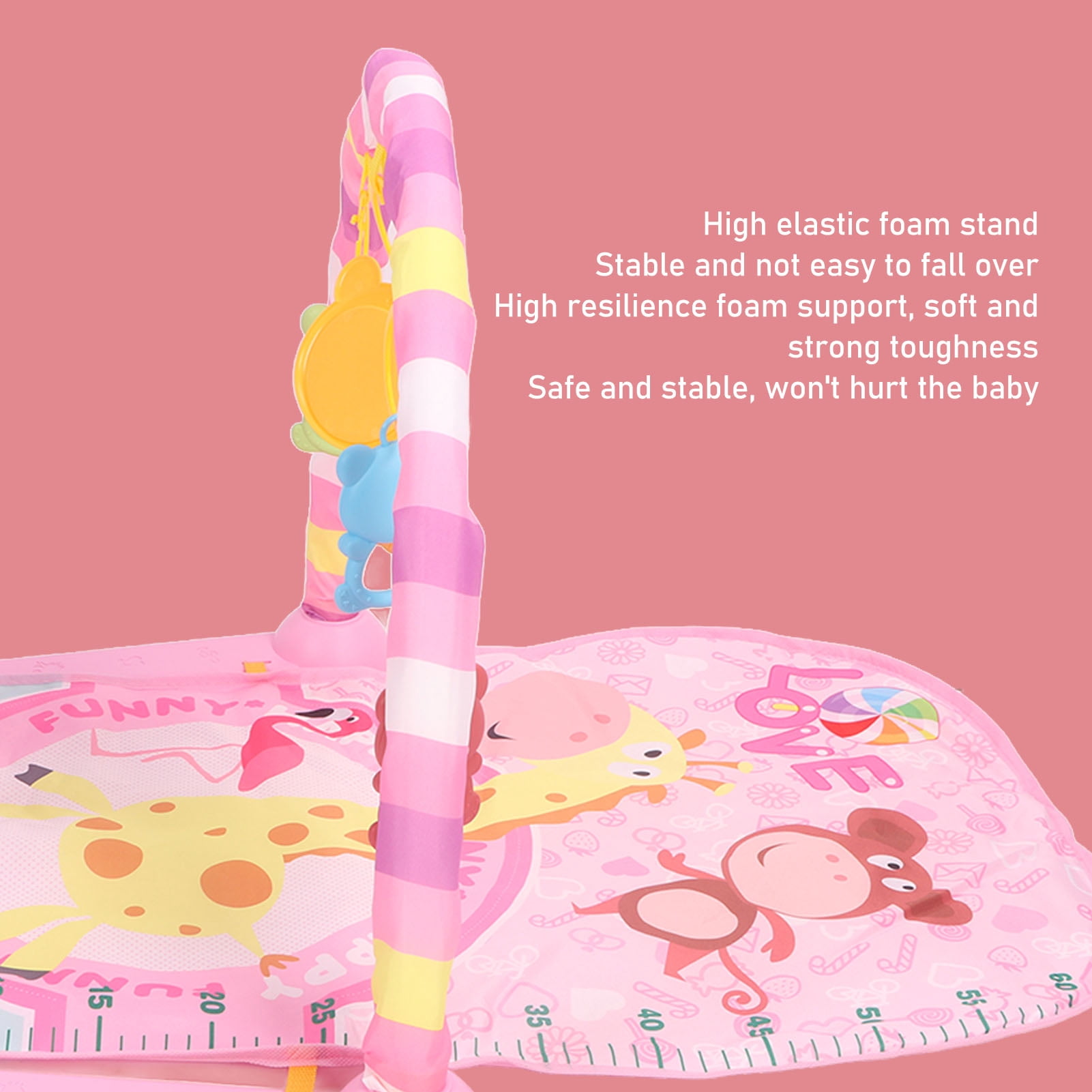 Yajisi Baby Gyms Play Mats Early Education Sensory Development Foot Piano Musical Activity Mat for Babies Toddlers Newborns Pink 28.3 x 15.7 x 18.5 in