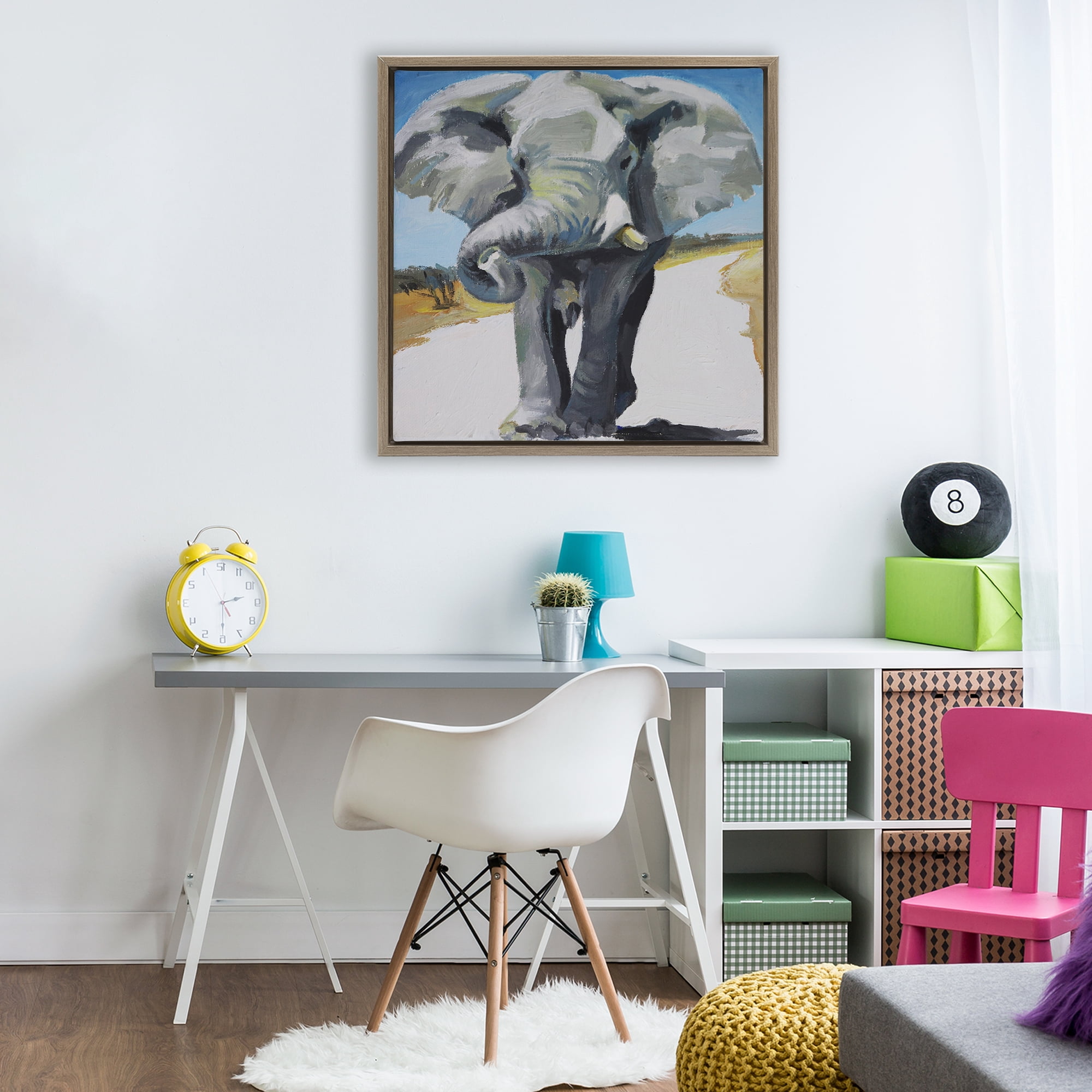 Stupell Industries Majestic Elephant on Path Brown Framed Floater Canvas Wall Art, design by Violeta Vollmer